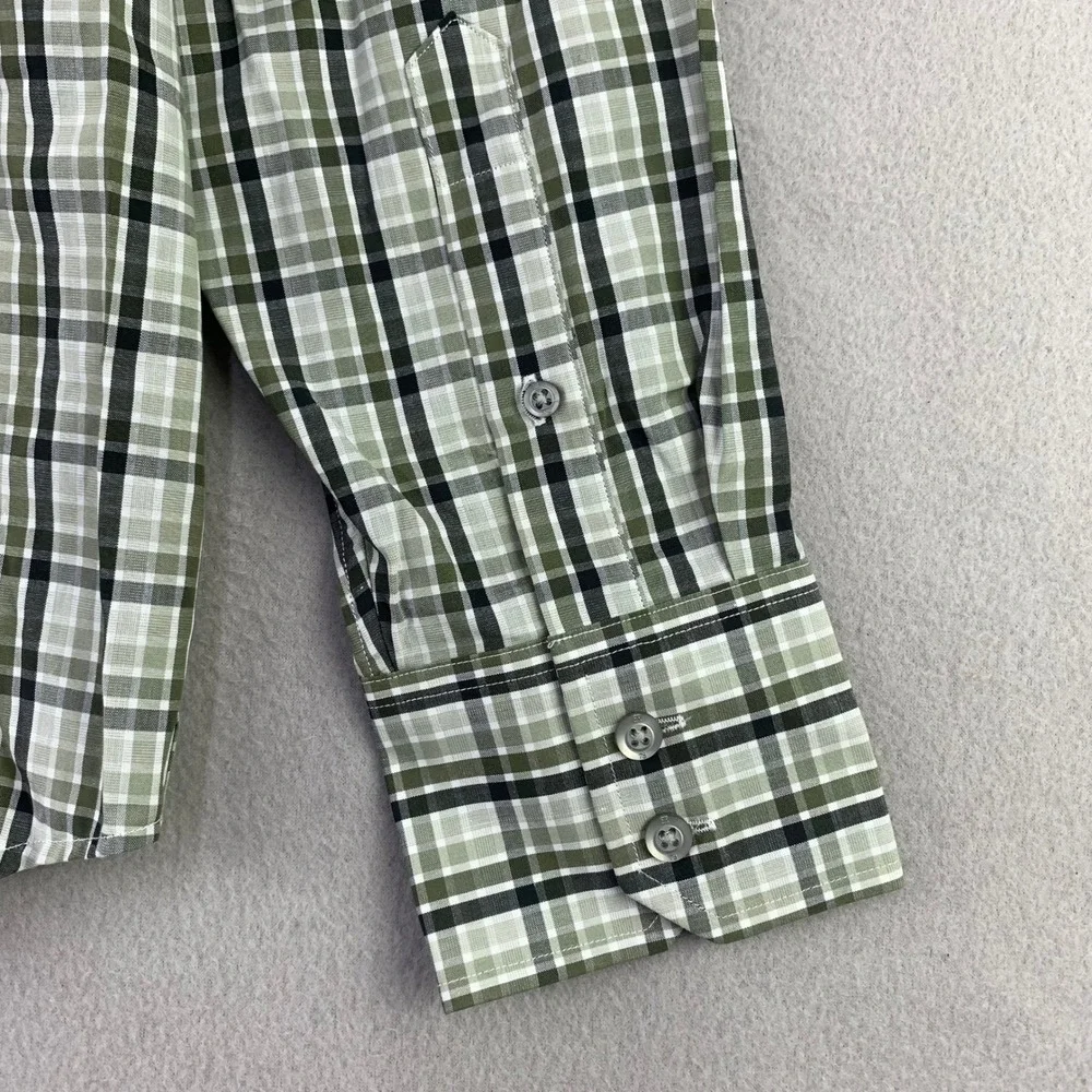 Banana Republic Plaid Western Button Down Men M Green Long Sleeve Shirt NWT